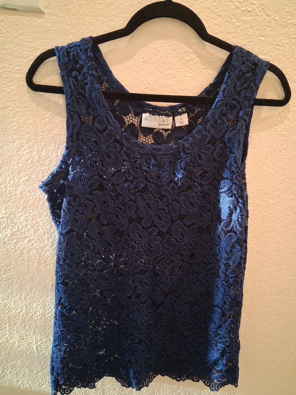 Attitudes by Renee Navy Lace Sleeveless Top